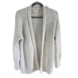 Ruby Moon Women Grey Cream Ombre Metallic Knit Open Front Cardigan Sweater Large